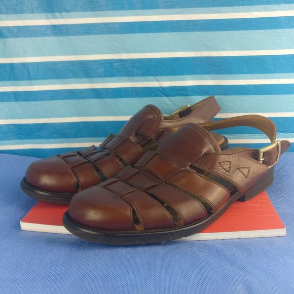 Coastal Fisherman Sandal 100% LEATHER Woven Braided Leather Sandal us7men=us9wmn - Picture 3 of 7